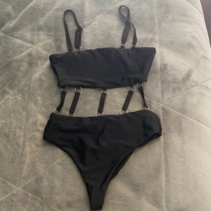 Black Chain One Piece swim/body suit